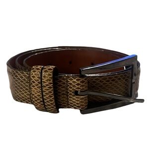 Designer Joan Helpern Signature Brown Textured Python Belt